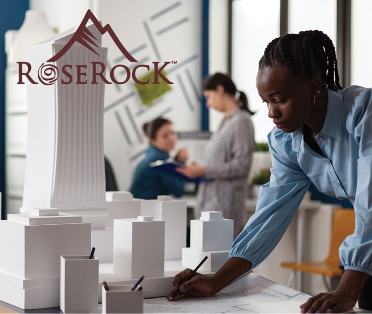 Close up view of financial check with RoseRock logo
